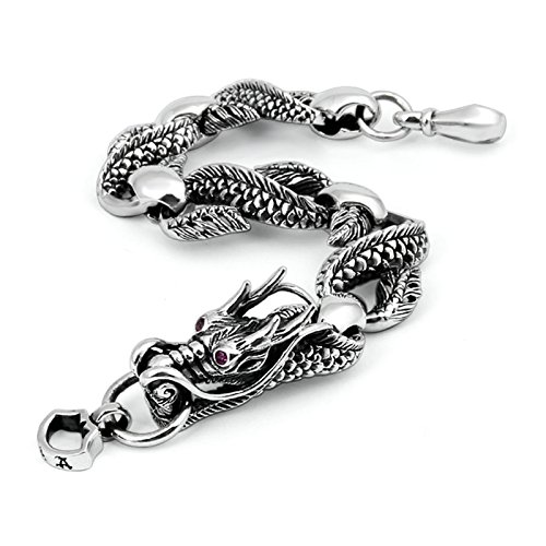 KnSam Armband Silber Herren 925 Armband Silber Jungen 925 Silber Drache Armbandkette 22Cm Lang 52 Gramm Silber Armband von KnSam