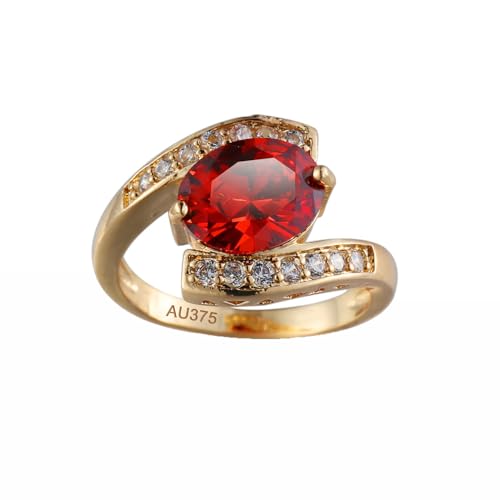 KnSam Au375 Weiß Gold Antragsring, Labor Erstellt Rubin Klassiker Hochzeitsband Pärchen Ringe Rot, Hochzeitsring Freundschaftsringe 9K mit Moissanit Echt Gold, Gr.56 (17.8) von KnSam