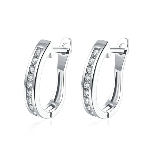 KnSam Au750 Weißgold Damenohrringe, Creolen Klassiker mit Diamant, 18K Ohrstecker Damen Vintage Echt Schmuck, Silber von KnSam