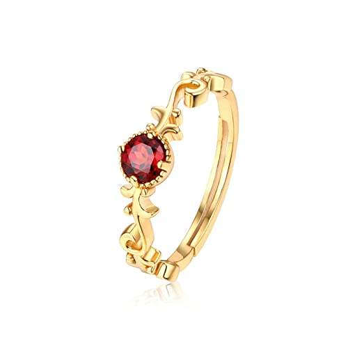KnSam Damen Ring, Eheringe Aus Silber Empfindlich 925 Silber Vergold Valentinstag Weihnachten Verstellbar Ring Frau Mädchen Mit Rot Granat Gold von KnSam