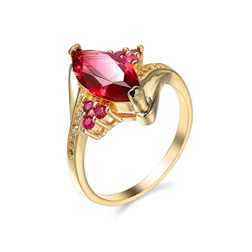 KnSam Damen Ring, Verlobungsring Bandringe Silber Breit Trauring Vergoldet Geometrie Eingelegt Cz Rosa Rot Ehering von KnSam