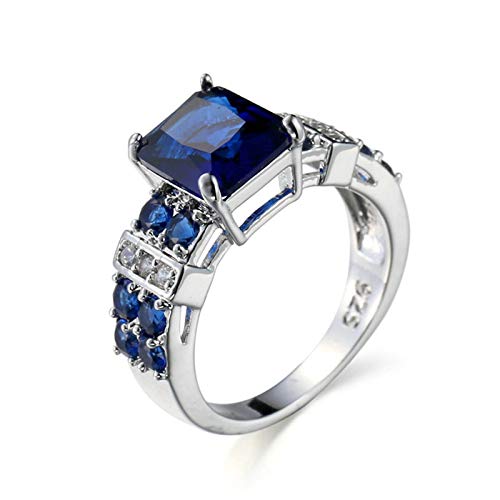 KnSam Damen Ring, Verlobungsring Damen Ringe Breit Trauring Versilbert Kronen-Luxusring Blau Ehering von KnSam