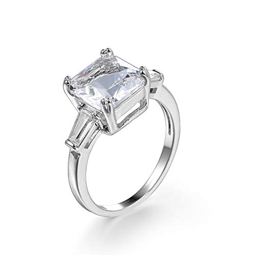 KnSam Damen Ring, Verlobungsring Partnerring Frauen Trauring Versilbert Quadrat Silber Ehering von KnSam