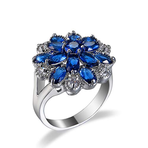 KnSam Damen Ring, Verlobungsring Ring Frau Silber Trauring Versilbert Blume Silber Ehering von KnSam
