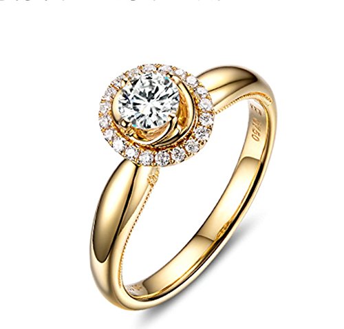 KnSam - Damen-Ring 18K Gold Verlobugnsringe Echt Diamant Stein 1 Karat F-G SI Verlobungsringe für Frauen Größe 60 (19.1) von KnSam