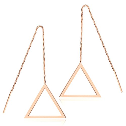 KnSam Damen Vergoldet Kette Durchzieher Ohrringe Hohl Triangle Line Kette Rose Gold [Neuheit Ohrring] von KnSam
