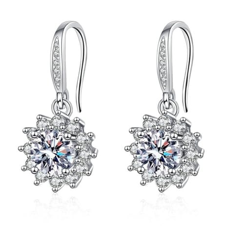 KnSam Damenohrringe Moissanit, Ohrhänger Blumen Weißgold 750, 18K Ohrringe Frauen mit Moissanit Echtes, Silber KnSam Damenohrringe Moissanit, Ohrhänger Blumen Weißgold 750, 18K Ohrringe Frauen mit Moissanit Echtes, Silber von KnSam