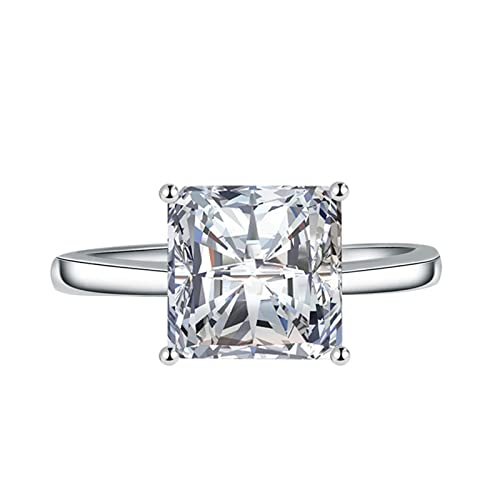 KnSam Damenring Vintage, Quadrat Design Eheringe für Frauen mit Quadrat Zirkonia, Einstellbare Größe Weiß Ring von KnSam