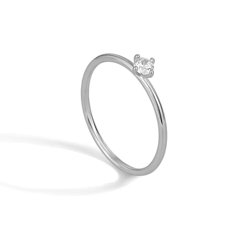 KnSam Echt Schmuck Eheringe Weißgold 9 Karat Au375, Solitär Klassiker 4 Klaue Trauringe mit Moissanit (Rundschliff Weiß), 9K Gold Partnerringe, Gr.56 (17.8) von KnSam