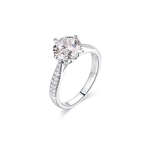 KnSam Echte Schmuck Damen Diamantring Weißgold 14K Moissanit 1.2ct Partnerringe Weiß, Klassischer Verlobungsring Pärchen Ringe, Personalisiert Größe & Text von KnSam