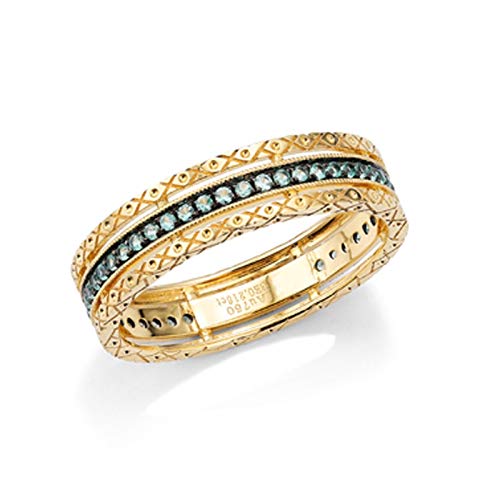 KnSam Echter Goldschmuck 18 Karat 750 Gold Ringe für Damen, 0.18ct Smaragd Bohemian Muster Rund Form Diamantring Trauringe Gold Gr.49 (15.6) von KnSam