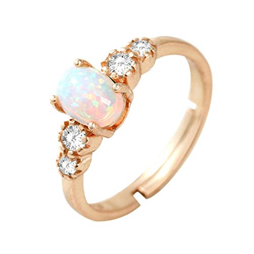 KnSam Echter Goldschmuck 18 Karat 750 Gold Ringe für Damen, 0.4ct Opal Row Bohren Einstellbarer Ring Oval Form Vertrauensring Heiratsantrag Ring Gold Gr.58 (18.5) von KnSam