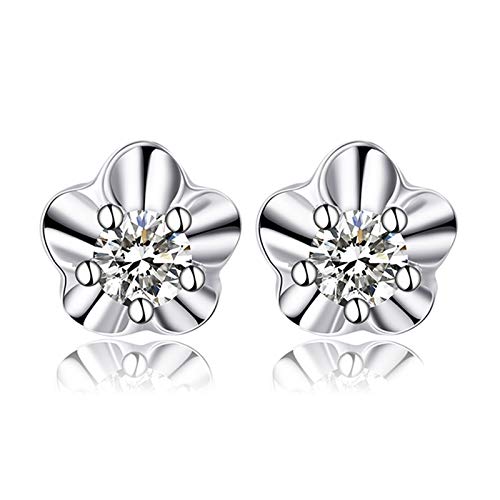 KnSam Echter Goldschmuck Damen Ohrringe aus 18K Weißgold, Blumen Form mit 0.05ct Weiß Diamant Damenohrringe Ohrschmuck Ohrstecker Weiß Gold KnSam Echter Goldschmuck Damen Ohrringe aus 18K Weißgold, Blumen Form mit 0.05ct Weiß Diamant Damenohrringe Ohrschmuck Ohrstecker Weiß Gold von KnSam