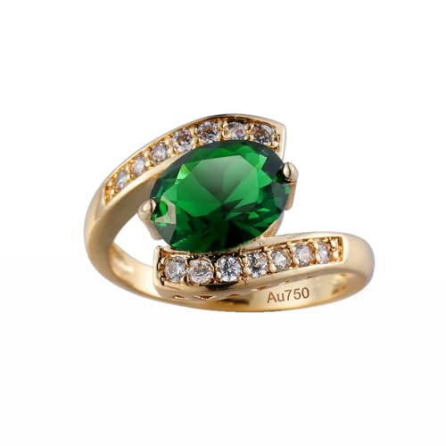 KnSam Echter Schmuck Eheringe 18K Au750 Weißgold, Peridot Klassiker Partnerringe Grün, Gold 750 Solitärring mit Moissanit, Gr.66 (21.0) von KnSam