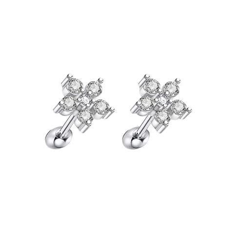 KnSam Echter Schmuck Ohrringe Damen Weißgold Au750 18K, Ohrstecker Blumen mit Moissanit, Ohrringe Hängend Gold 750, Silber von KnSam