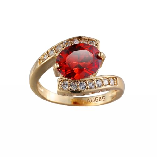 KnSam Echter Schmuck Pärchen Ringe Weiß Gold 14 Karat, Klassiker Partnerringe Rot, Au585 Gold Hochzeitsring mit Moissanit, Gr.57 (18.1) von KnSam