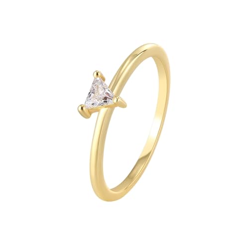 KnSam Echter Schmuck Verlobungsring 14K Gold, Solitär Klassiker Freundschaftsringe mit Moissanit (Triangelschliff Weiß), Au 585 Hochzeitsband, Gr.48 (15.3) von KnSam