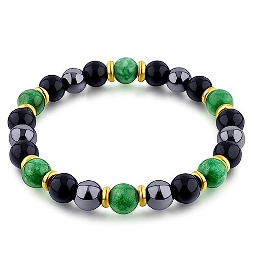 KnSam Echtes Naturstein Armbänder für Pärchen | Stretch Armreif mit 8mm Tigerauge | Paar Geschenk für Frauen und Männer | 20.8CM von KnSam