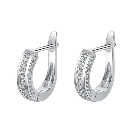 KnSam Echtes Ohrstecker 18 Karat Au750 Weißgold, Creolen Klassiker mit Moissanit, Ohrringe Boho 18K Gold, Silber von KnSam