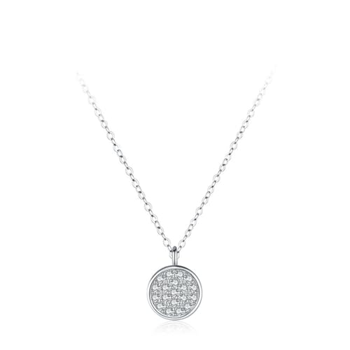 KnSam Echtschmuck Halskette Damen Jugendstil Weißgold Au375 9 Karat, Klassiker Damenkette Anhänger mit Moissanit (Rundschliff Weiß), 9K Gold Kette Frau Geschenk, 40+5CM von KnSam