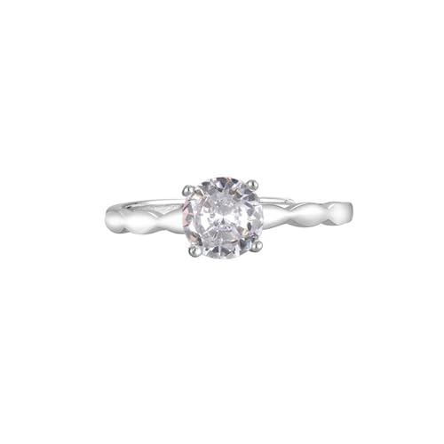 KnSam Echtschmuck Verlobungsring 14K Au585 Weißgold, Solitär Klassiker Partnerringe mit Moissanit (Rundschliff Weiß), Gold 585 Pärchen Ringe, Gr.48 (15.3) von KnSam