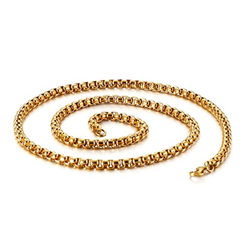 KnSam Edelstahl Rolokette 70 cm, Männer Halskette Gold Herren Metallkette Vintage Breit 2MM Freundschaftsketten Jungs KnSam Edelstahl Rolokette 70 cm, Männer Halskette Gold Herren Metallkette Vintage Breit 2MM Freundschaftsketten Jungs von KnSam