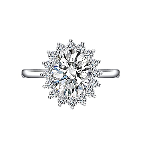KnSam Ehering Verlobungsring, Blumen Design Trauringe mit Oval Zirkonia, Verstellbare Größe Weiß Ring von KnSam