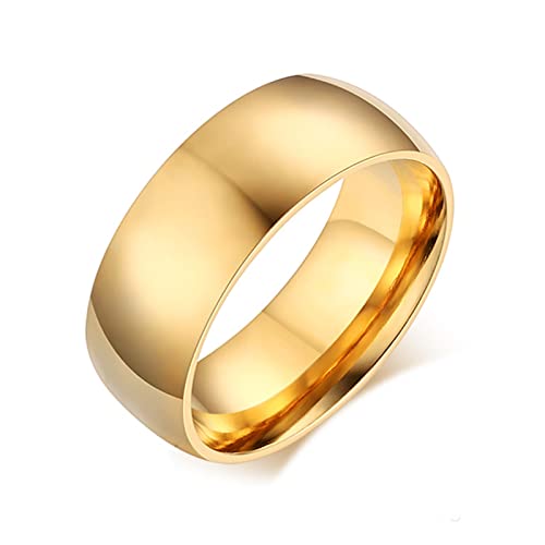 KnSam Eheringe Breit 8MM, Edelstahl Bandring Klassischer Band Poliert für Frauen, Gold, Gr.65 (20.7) von KnSam