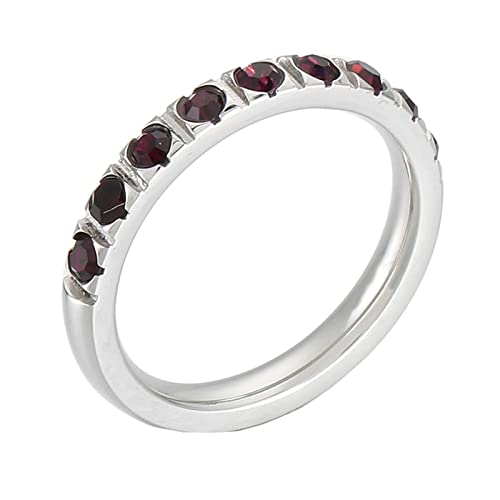 KnSam Eheringe Deko Edelstahl, 3MM Bohren Ewigkeitsring Eheringe Frauen mit Zirkonia Rot, Ring Silber Rot, Gr.57 (18.1) von KnSam