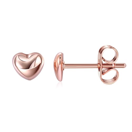 KnSam Frauen Ohrringe, Herz Design Ohrringe Damen, Rose Gold Ohrstecker Gestüt von KnSam