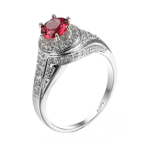 KnSam Gelbgold Au375 Freundschaftsringe Echter Schmuck, Klassisch Simple Ring Trauringe mit Labor Erstellt Rubin Rot, Verlobungsring 9K Gold Moissanit, Gr.47 (15.0) von KnSam