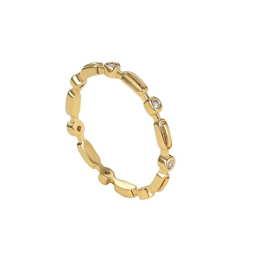 KnSam Gold 14K Partnerringe, Geometrisch Eheringe mit Moissanit (Rundschliff Weiß), Au 585 Pärchen Ringe Echt Gold Schmuck, Gr.49 (15.6) von KnSam