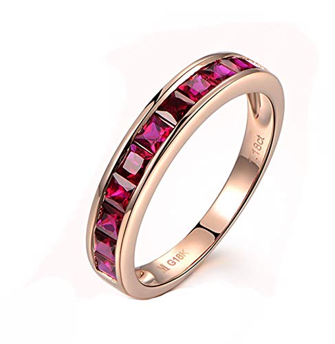 KnSam Goldring Rosegold Verlobung Ring Frau Diamant-Akzent Ring Aus 18 K Gold Mit 1.42Ct Rubin Rot von KnSam