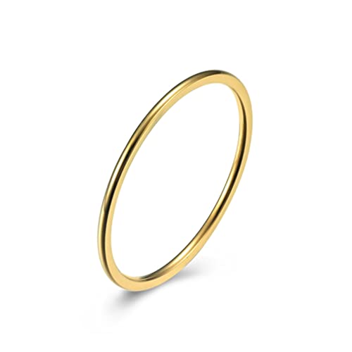 KnSam Herren Verlobungsring Edelstahl, 1mm Schmal Ehering Bandring für Männer, Gold, Gr.45 (14.3) von KnSam