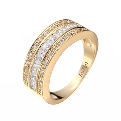 KnSam Hochzeit Ringe 18K 750 Weiß Gold, 3 Reihen Labor Erstellt Diamant Klassiker Verlobungsring Zart, Au750 Gold Eheringe Vintage mit Moissanit Echt Gold, Gr.56 (17.8) von KnSam