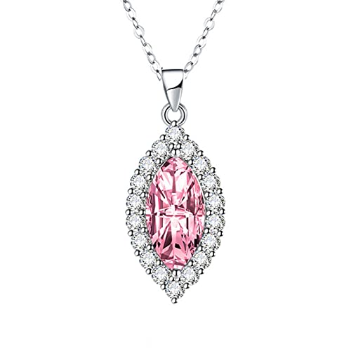 KnSam Kette Damen, Klassiker Design Halsketten für Frauen mit Marquise Zirkonia Rosa, Rosa Halskette von KnSam