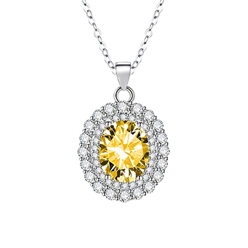 KnSam Kette Damen Hochzeit, Klassiker Design Halsketten für Frauen mit Zirkonia Gelb, Gelb Halskette von KnSam