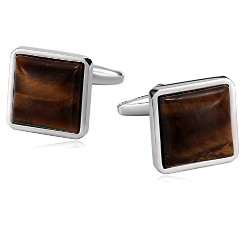KnSam Manschettenknöpfe Herren Edel, Edelstahl Quadrat Braun Stein Cufflinks Wedding für Hemd Hochzeit Festival Geburtstag Geschenk, Braun von KnSam