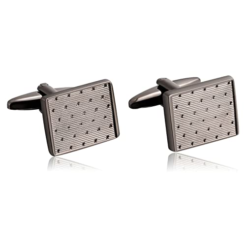 KnSam Manschettenknöpfe für Herren, Edelstahl Rechteck Cufflinks für Men Geschenk für Hochzeit, Verlobung, Valentinstag, Jahrestag, Dunkel Grau von KnSam