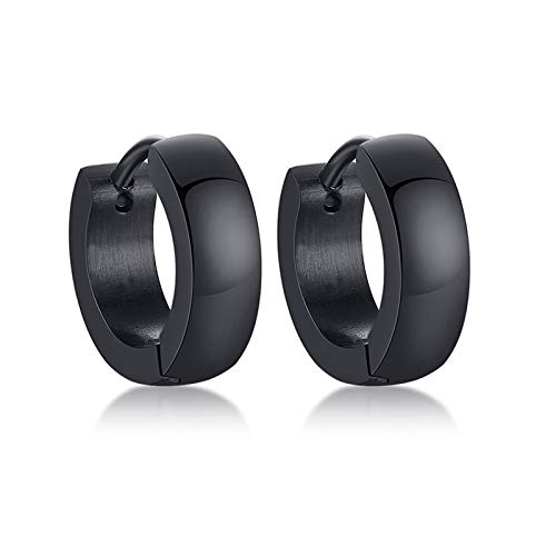 KnSam Ohrring Silber Set Damen Ohrring Silber Dicker Kreis Hochglanz Für Herren Schwarz von KnSam