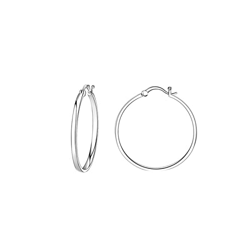 KnSam Ohrringe, Creole Groß Design Ohrstecker Mädchen, Silber 20MM Hoop Creole von KnSam