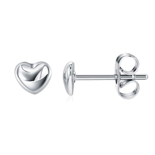 KnSam Ohrringe Damen, Herz Design Ohrringe Nickelfrei, Silber Ohrstecker Gestüt von KnSam