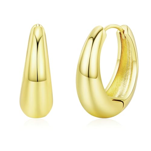 KnSam Ohrringe Frauen, Poliert Design Ohrringe, Gold Hoop Creole von KnSam