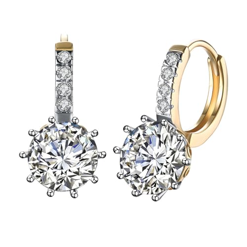 KnSam Ohrringe Valentinstag, Klassiker Blumen Design Ohrringe Hängend mit Zirkonia, Gold Silber Hoop Creole von KnSam