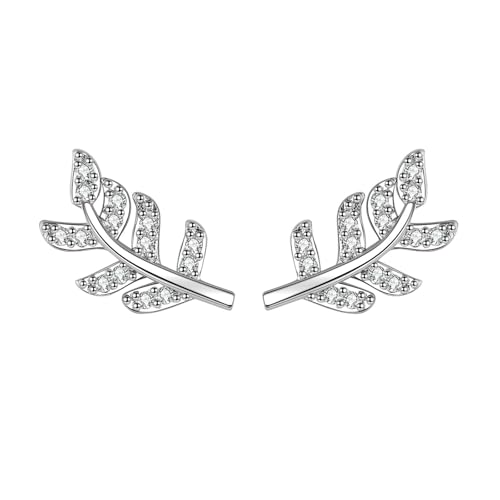 KnSam Ohrringe Vintage Moissanit, Ohrstecker Blatt Au750 Weißgold, 18K Damen Ohrstecker Echt, Silber von KnSam