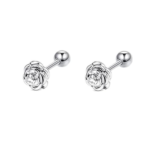 KnSam Ohrstecker Damen Vintage, Ohrstecker Rose Blumen Weißgold 750, 18K Ohrstecker Frauen Echter Schmuck, Silber von KnSam
