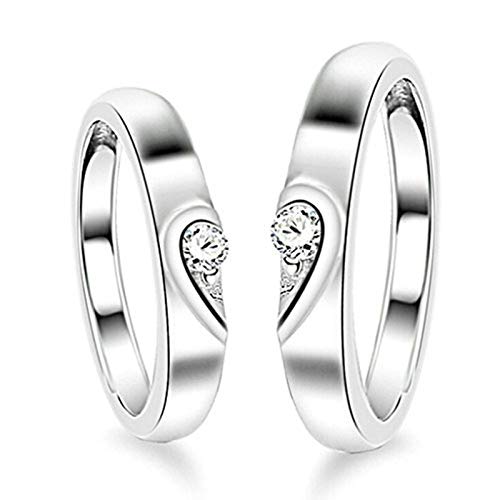 KnSam Paar Ring 925 Sterlingsilber Liebe Herz Partnerringe Eheringe Trauringe Hochzeit Verlobung für Damen und Herren, Silber Verstellbar Größe [Neuheit Ring] von KnSam