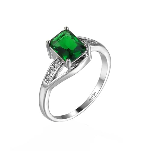 KnSam Partnerringe Weiß Gold 18K Au750, Peridot Simple Elegant Ring Verlobungsring Grün, Gold 750 Freundschaftsringe mit Moissanit Echt Goldschmuck, Gr.65 (20.7) von KnSam