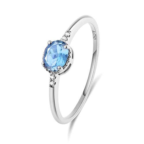 KnSam Ring, Ring Verlobung Gold Elegant Einfach 18 K Weißgold Trauringe 750 Weißgold Trauringe Damen Weißgold Topas Ringe von KnSam
