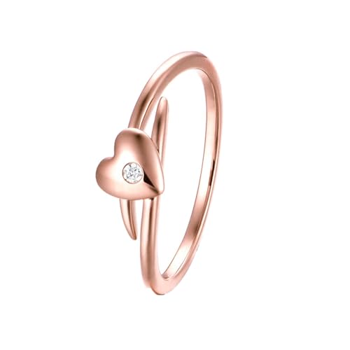 KnSam Ring 18 Karat Rose Gold, Herz Eheringe mit Diamant in Ovalschliff, 18K Rosegold Partnerringe Freundschaftsringe Echt Schmuck von KnSam